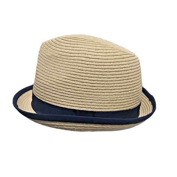 HBY Miami Other - HBY Miami Men's Size L Fedora Style Hat Paper Straw Beige Color With Blue Band